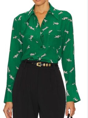 Equipment NEW Quinne Silk Button Down in Lush Meadow Multi